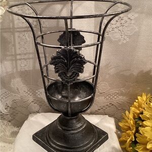 Metal Round Compote Basket on Floral Stand with Drip Bowl Heavy Duty